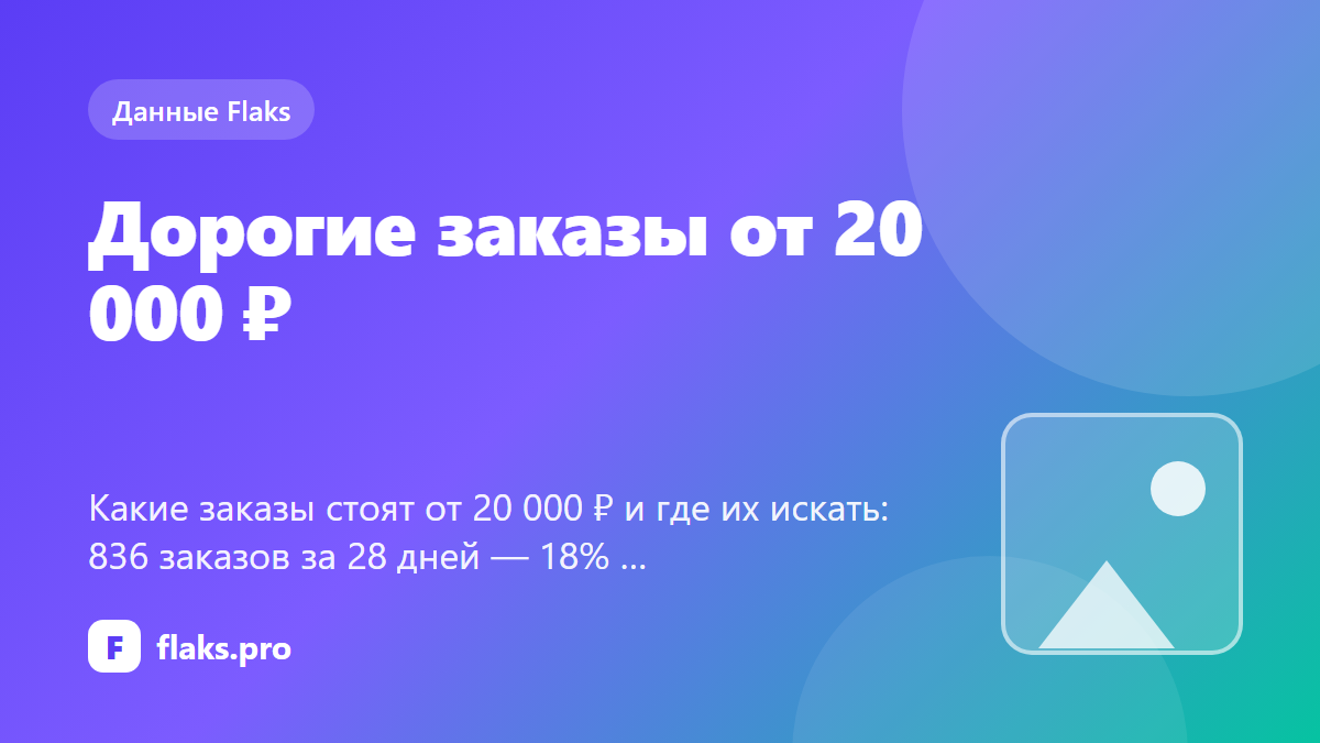 Дорогие заказы от 20 000 ₽: где их искать и какие они — по данным Flaks